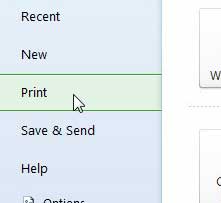 click the print tab at the left of the window