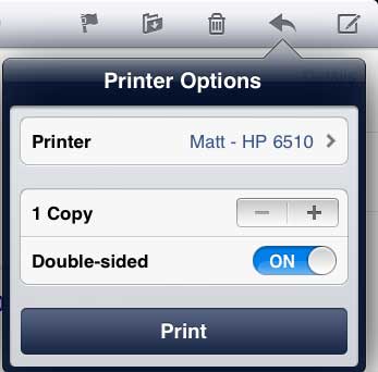 touch the printer button