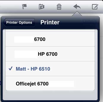 select the printer to which you want to print the email
