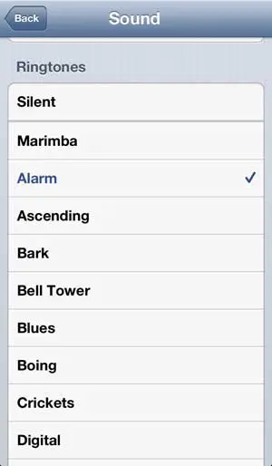 select the sound that you want to use for the alarm