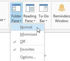 click the folder pane, then click the normal option