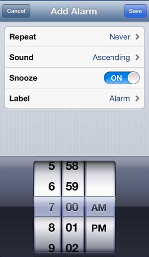 set the options for your alarm clock