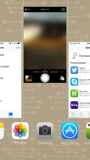 swipe up on an app screenshot to close the app