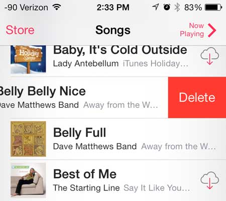 how to delete a song on the iphone 5 in ios 7