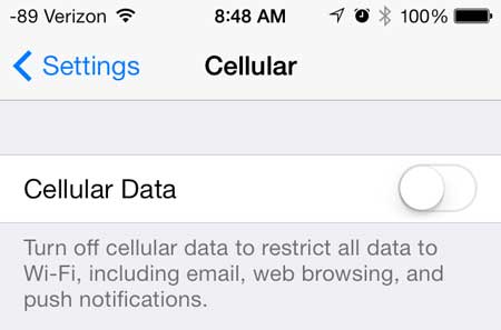 how to turn off cellular data on iphone 5 in ios 7