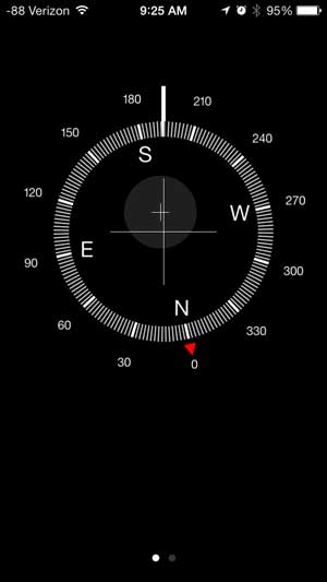 swipe from right to left on the compass