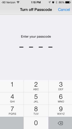 enter the passcode again to confirm