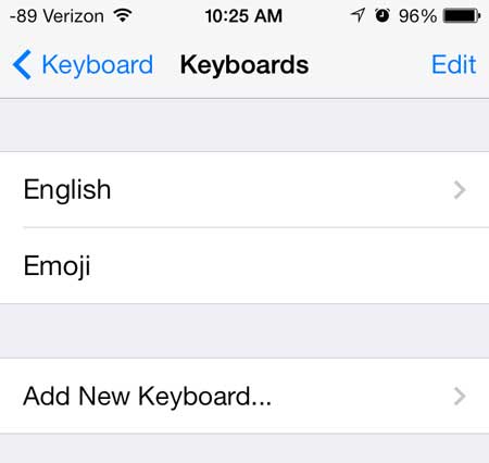 select the add new keyboard option