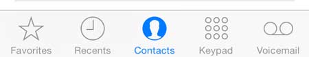 touch the contacts tab at the bottom of the screen