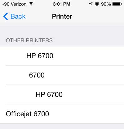 select the printer to which you want to print