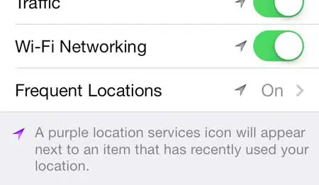 touch the frequent locations button