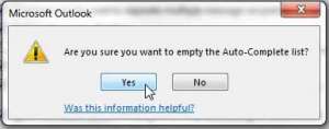 how to empty the auto-complete list in outlook 2013