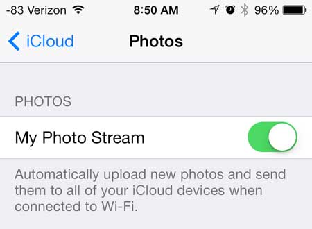 how to turn off the photo stream on the iphone 5
