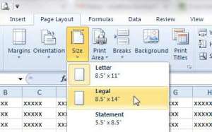 how to print on legal paper in excel 2010