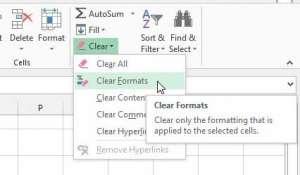 how to remove cell formatting in excel 2013