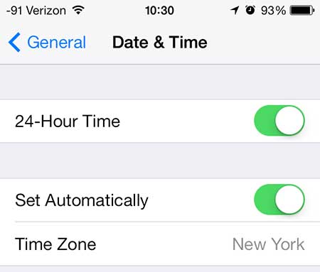 how to switch to 24-hour time on the iphone 5