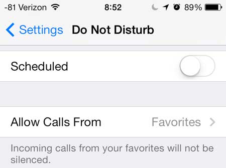 Click on the Allowed Calls Form option