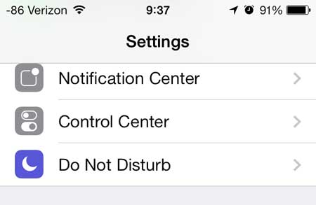 select the do not disturb option