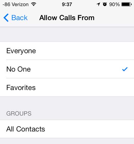 choose who to allow calls from