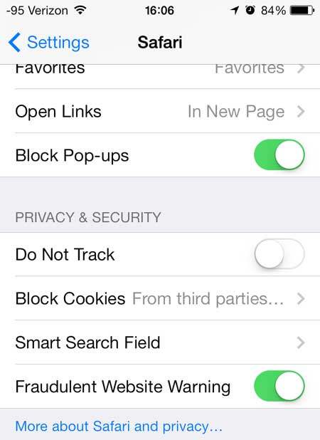 locate the do not track option