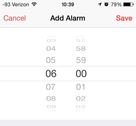 select the time for the alarm