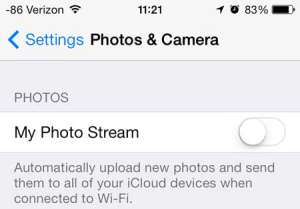 how to turn off photo stream on the iphone 5