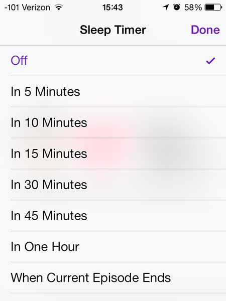 how to set a sleep timer for a podcast on the iphone