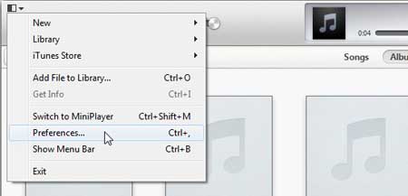 open itunes preferences