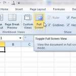 how to exit full screen view in excel 2010