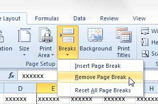 click breaks, then click remove page break