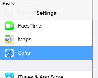 open the ipad safari menu