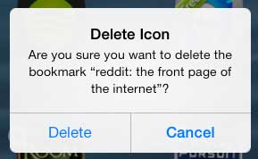 how to delete a website link icon on the iPad