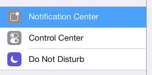 select the notification center at the left side of the screen