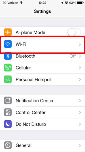 select the wi-fi option