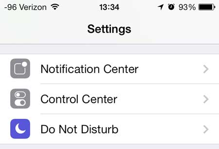 select the notification center