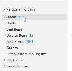 select the folder in which you want to find the unread messages