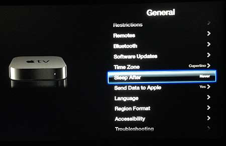 how to stop the apple tv from going to sleep