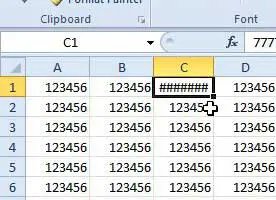 how to display cell values instead of ###### symbols in Excel 2010
