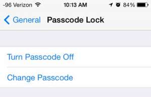 touch the change passcode button