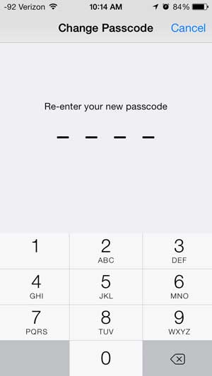 re-enter the new passcode