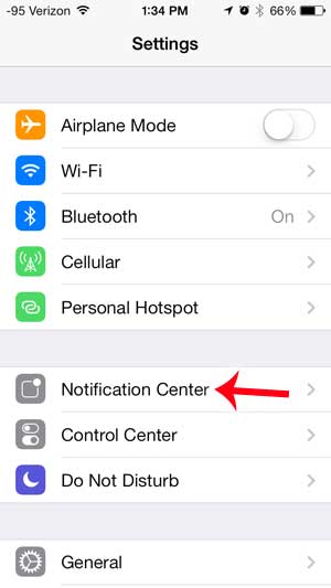 open the notification center settings