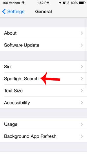 tap the spotlight search option