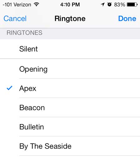 select the new ringtone