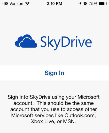 sign into skydrive