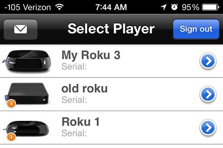 select the roku that you want to control