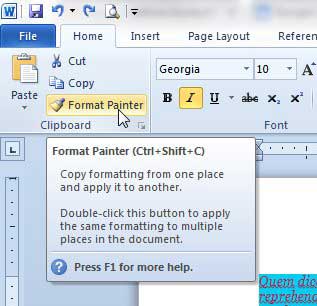 how to copy formatting between paragraphs in word 2010