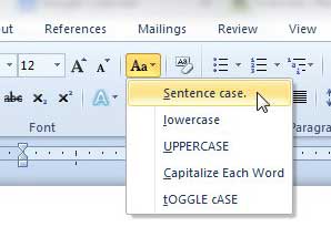 how to convert uppercase to sentence case in word 2010