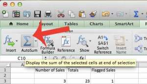 how to add up a column of data in excel 2011
