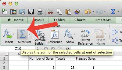 how to add up a column of data in excel 2011
