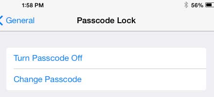 select the change passcode option